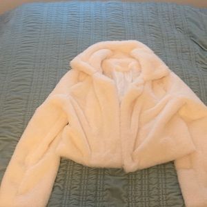 Fluffy Cream white jacket silk